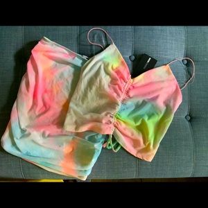 Fashion Nova mesh tie dye swim skirt set